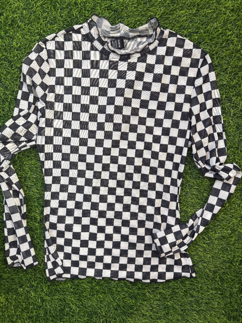 Checkered Sheer Top